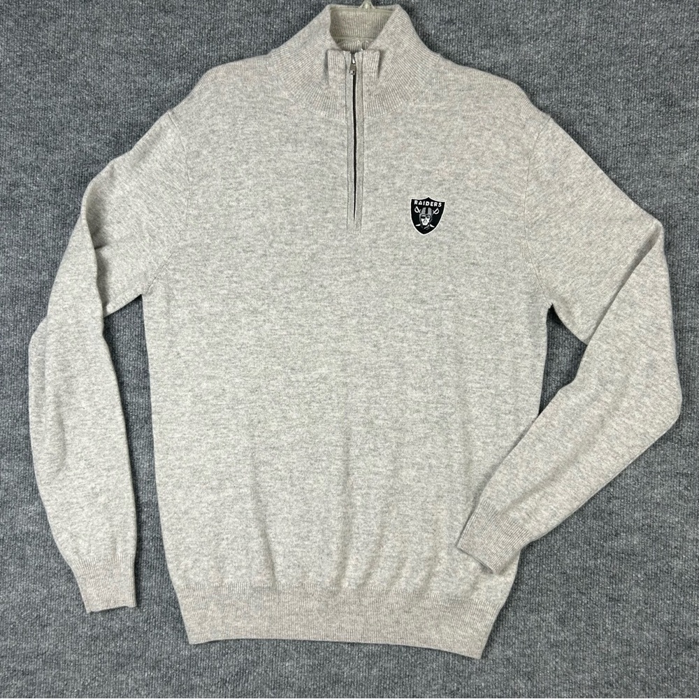 Sablyn Cashmere Raiders Quarter-Zip Sweater Medium Grey
